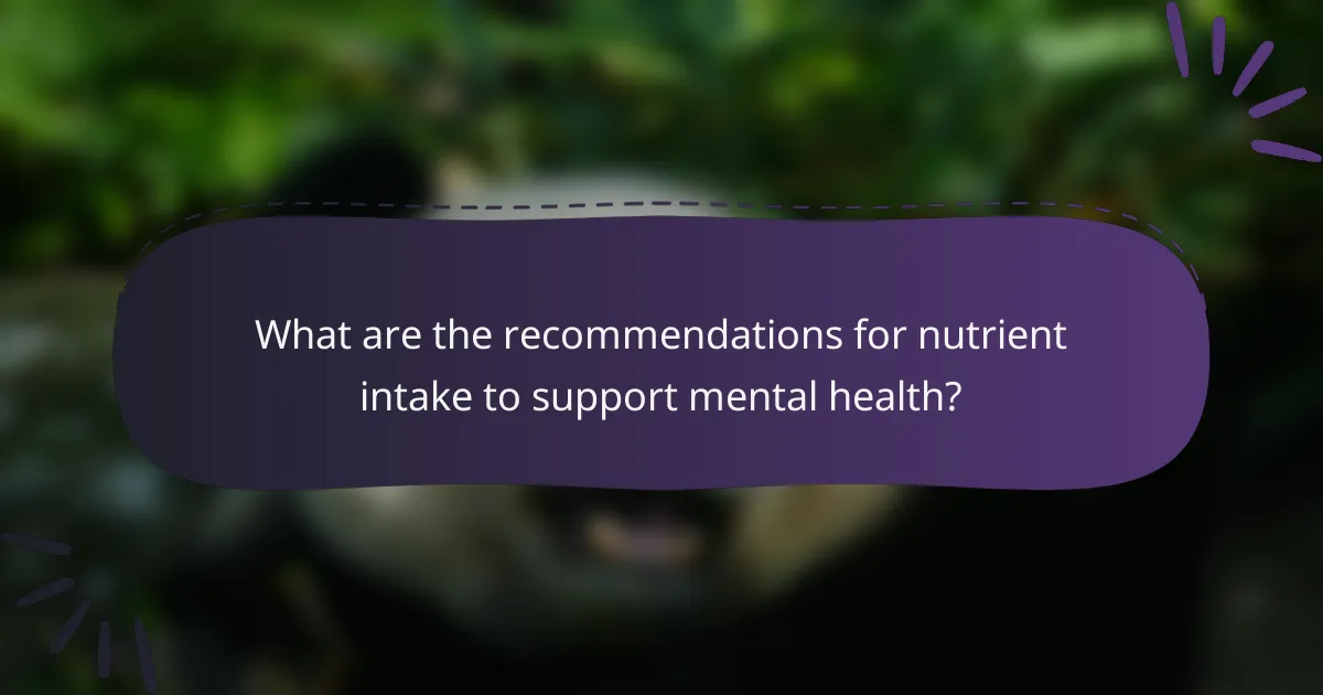 What are the recommendations for nutrient intake to support mental health?