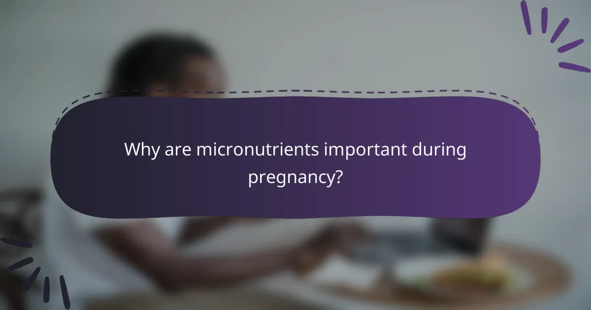 Why are micronutrients important during pregnancy?